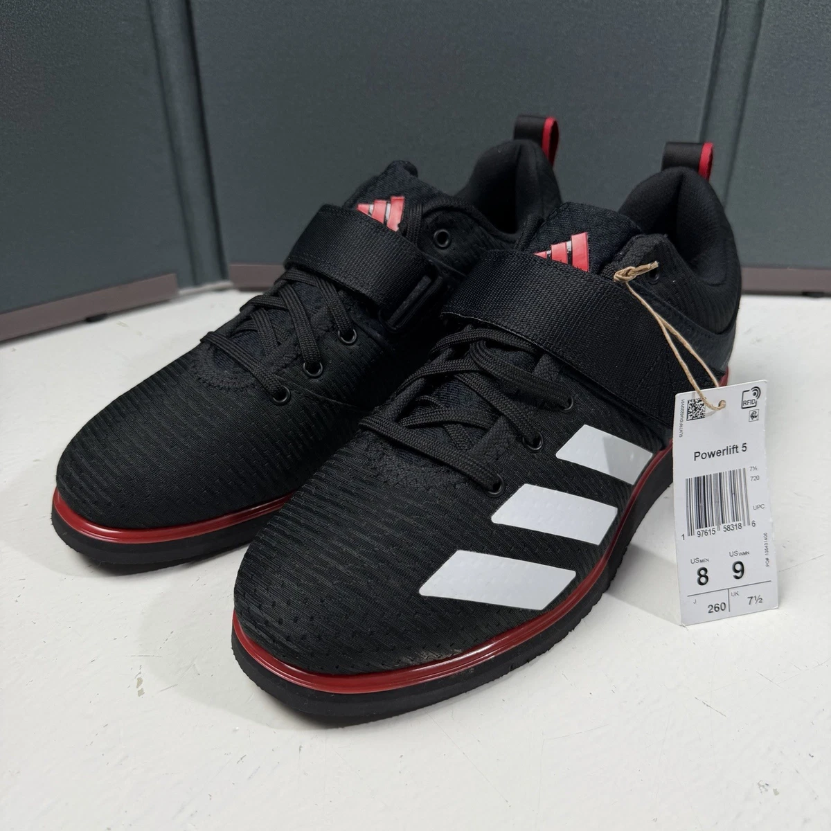 Adidas Powerlift 5 Weightlifting Shoes Gym Trainers Men\'s 8 IH8238 Black Red Adidas Powerlift 5 Weightlifting Shoes Gym Trainers Men Size  main image 3