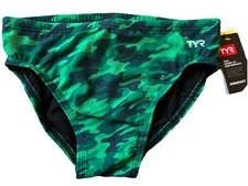 TYR Durafast Elite 300+ Racer Swim Brief Mens 32 Green Camo NEW