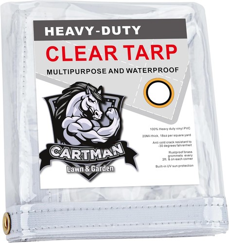 450gsm Clear 100% Tarpaulin Heavy Duty PVC Waterproof Glass Pet Cover Tarp Sheet - Picture 6 of 12