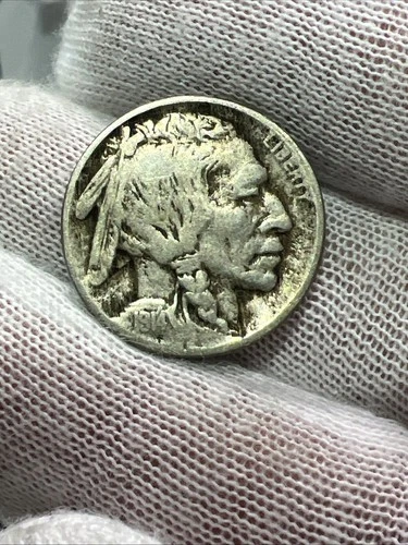 1914 Full Date 1/2 Horn Nice Detail Buffalo Nickel -  Better Date US Coin!