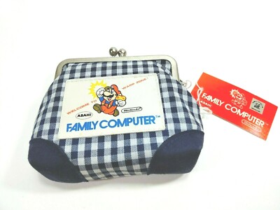 80s Famicom / Super Mario Purse Blue - Coin Pouch Asahi Nintendo