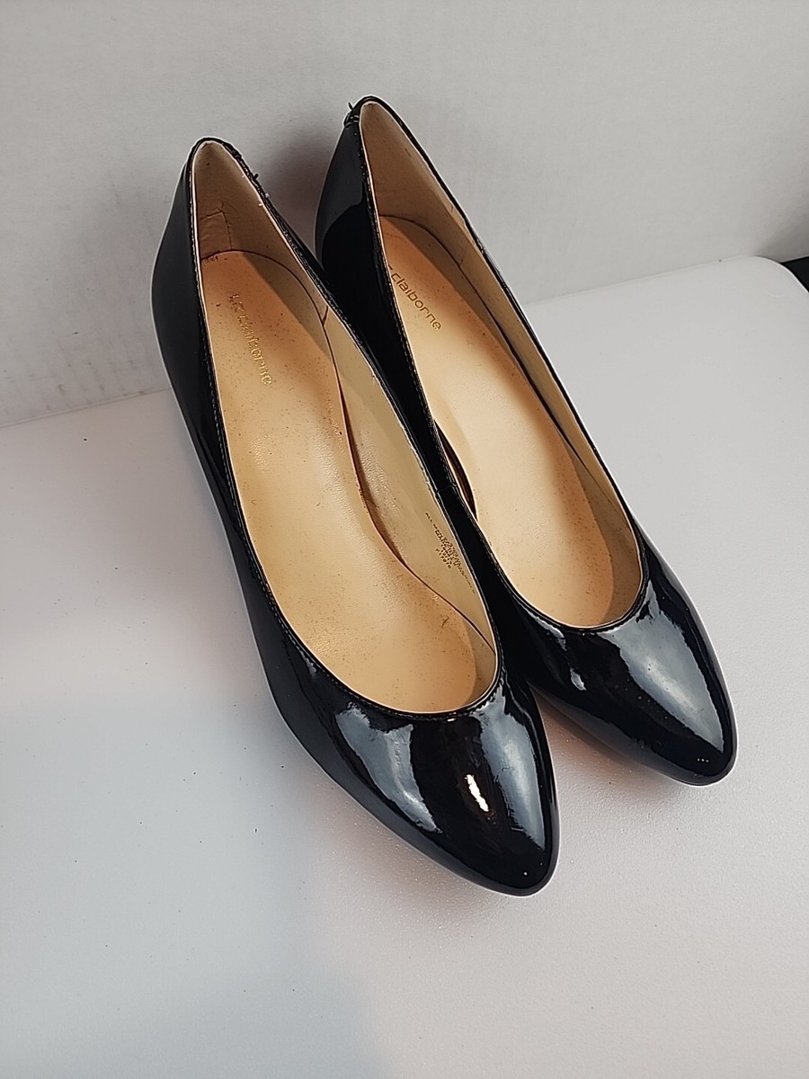Liz Claiborne Black Patent Leather High Heel Pump Shoes Size