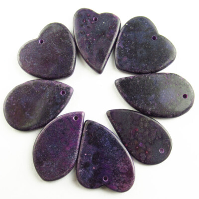 8Pcs 25x3mm/30x18x3mm Charoite Different Shapes Pendant Bead B39918