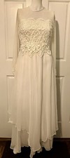 Vintage Jessica McClintock Bridal Romantic Lace Sheer Sleeves Dress 5/6 NWT