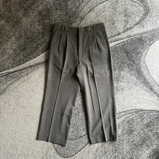 Vintage Men  s Double Pleated Beige Wool Trousers Size 35 x 30