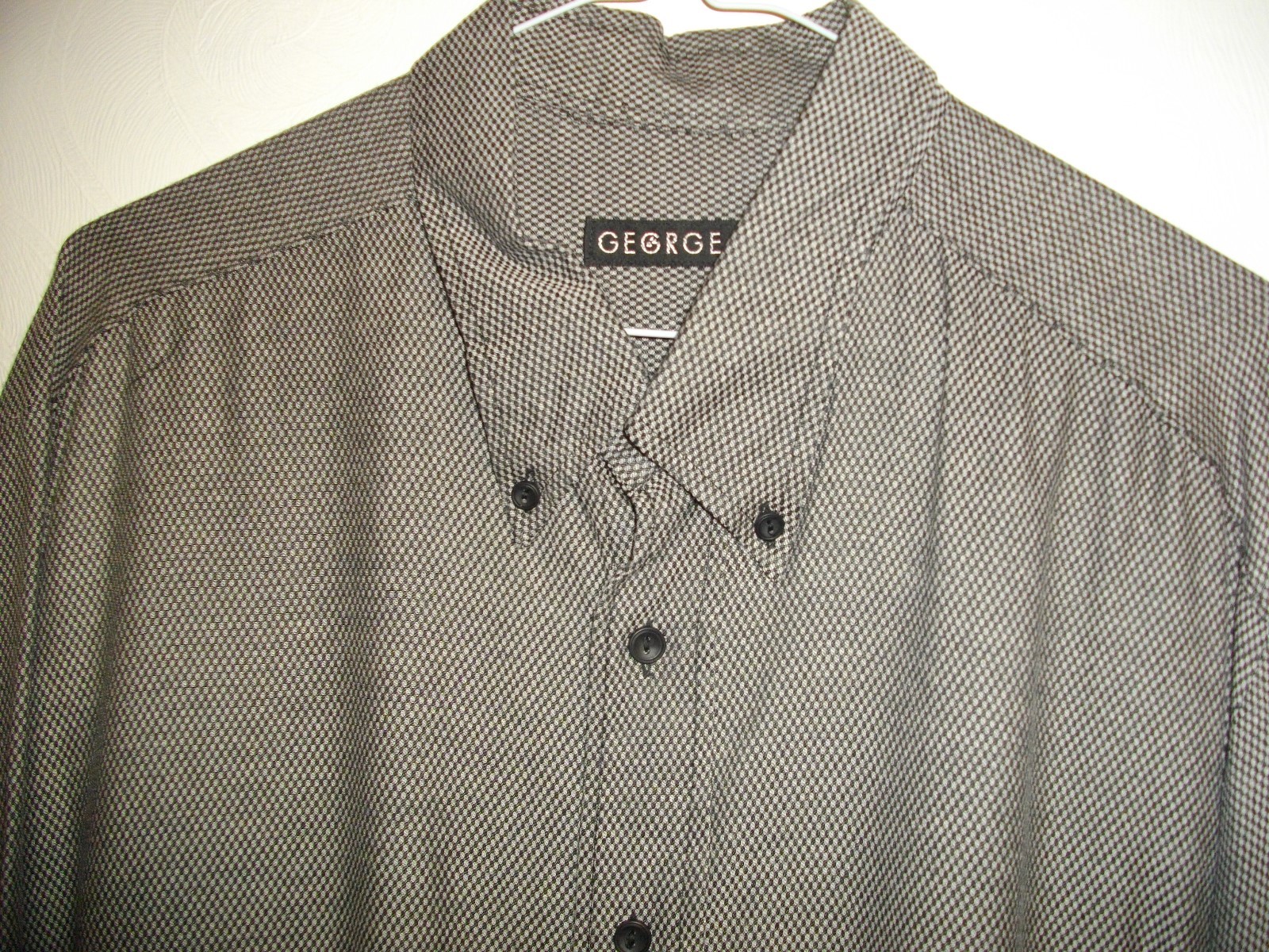 NEW * GEORGE by ASDA * SM BLACK WHITE CHECK REGULAR FIT SHIRT SIZE XL RRP £30 image 2