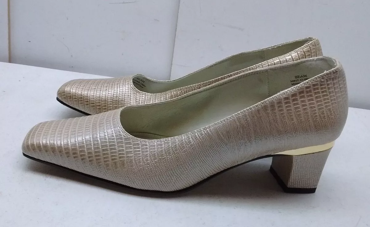 J. Renee Women s White Composition Leather Slip On Block Heels