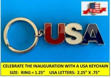 "USA LETTERS" KEY CHAIN STAINLESS KEYCHAIN USA FLAG PATRIOTIC - GREAT GIFT ITEM 