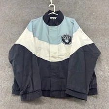 VINTAGE Oakland Raiders Jacket Mens XL Black Blue White Windbreaker 90s Apex One