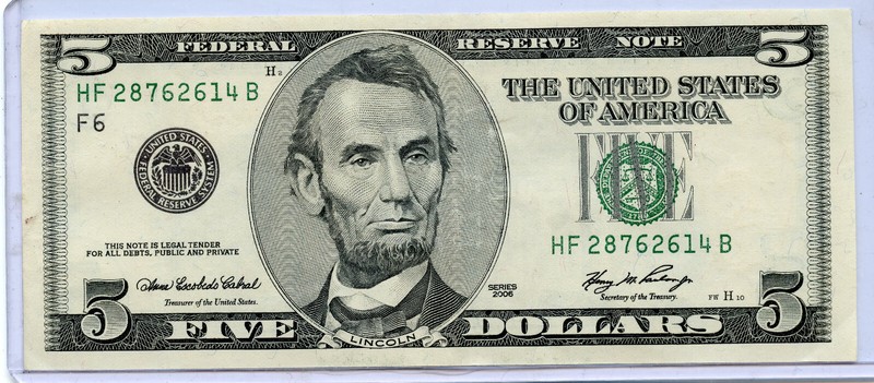2006 FDR $5.00 BANK NOTE, AU, RICHMOND/VIRGINIA, AMERICANA