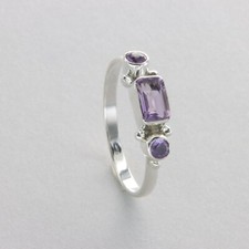 Square / Rectangle AMETHYST Ring Multiple Sizes 925 STERLING SILVER 35e