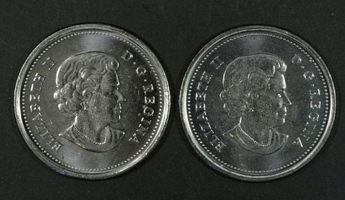 2011 Canada Falcon 25 cents Color and Non-Color - 2 BU Coin Lot From Mint Roll - Picture 2 of 2