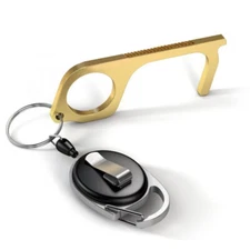 Clean Key No Touch Door Handle Opener Button Presser Hygiene Brass Multi-Tool 