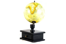 World Globe On Wood Pedestal With Drawer Modern Home Decorative Map Globe