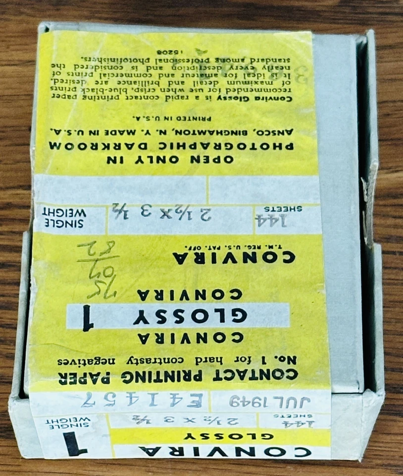 ANSCO CONVIRA RARA CAJA SELLADA 1949 2,5x3,5 PAPEL FOTOGRÁFICO 144 HOJAS BRILLANTE Foto 4 de 4