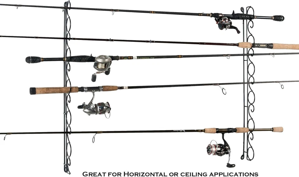 Antiguo estante de techo horizontal de alambre Cedar Outfitters para almacenamiento de caña de pescar, sostiene Foto 3 de 4