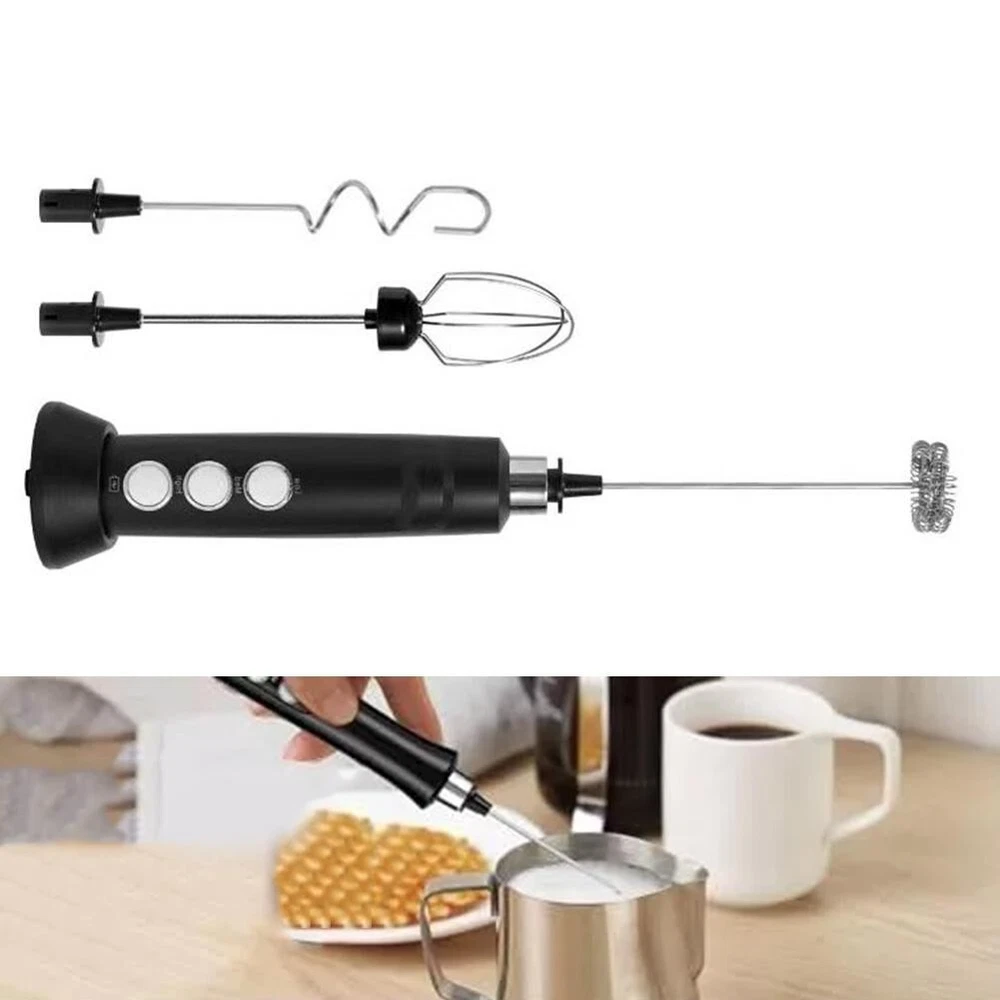 Milk Frother Handheld Double Whisk Foam Coffee Maker with USB Rechargeable