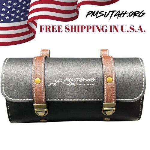 Leather Bag Pouch Motorcycle Front Fork Rear Sissy Bar Tool Kit Holder Storage - Image 2 of 4