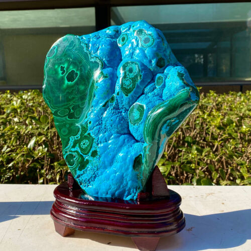 7.56LB Natural Chrysocolla/Malachite transparent cluster rough mineral sample - Picture 3 of 11