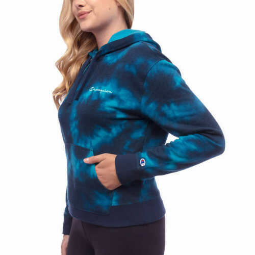 Champion Women's Blue Tie Dye French Terry Hoodie Brand New Champion Women's Blue Tie Dye French Terry Hoodie Brand New