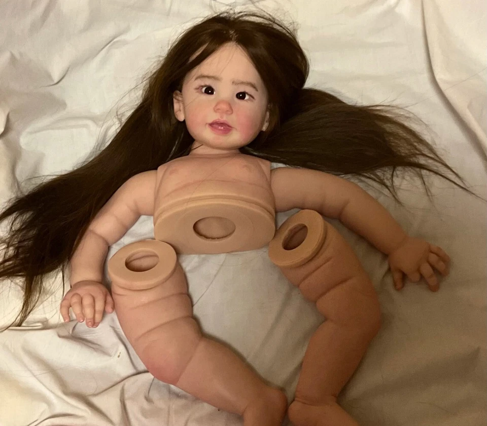 28" Artist Painted DIY Reborn Baby Doll Hand-Rooted Long Hair Part Girl Gift Kit - Image 3 of 4