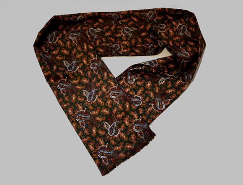 Vintage Black and Tan Paisley Dress Scarf by Aristo - Picture 6 of 7