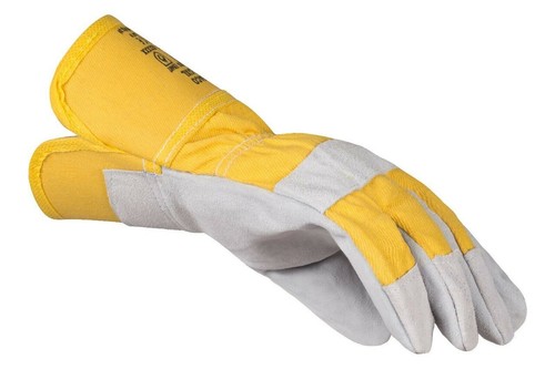 Canadian Rigger Safety Work Gloves Leather Gauntlet Heavy Duty Tough - Yellow - Picture 2 of 4
