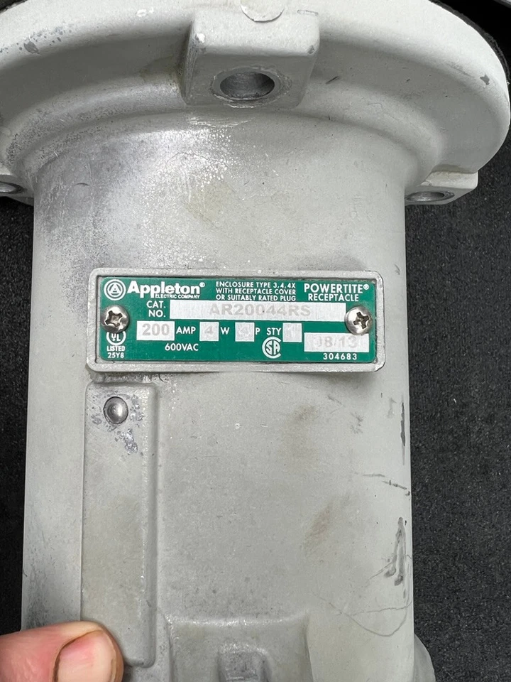 Appleton AR20044RS  200A *4W * 600V * 4P Powertite Receptacle #304688 * Telecom* - Image 2 of 4