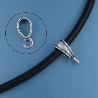 Oxidized Sterling Silver V Pendant Bail Connector w/Open Loop 15mm #33388