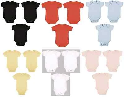 1 3er oder 6er Pack Uni 100% Baumwolle Strampler Kurzarm Body Weste BABY GROW