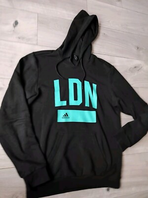 Mens adidas Black hoodie Size M medium London Edition Green