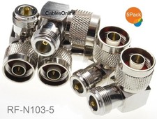 5-Pack N-Type Male to N-Type Female Right Angle Adapter, CablesOnline RF-N103-5