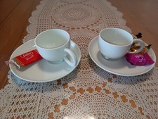 Matteo Thun Arzberg, 2 Espressotassen mit Untertellern, Vintage Fantasia Weiß