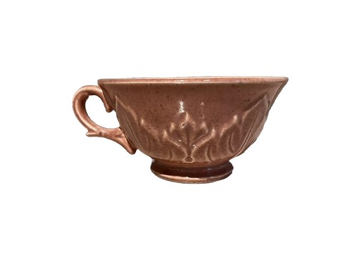 Steubenville Tea & Toast Woodfield Coral Salmon Pink Leaf Snack Set Footed Cup - Picture 6 of 12