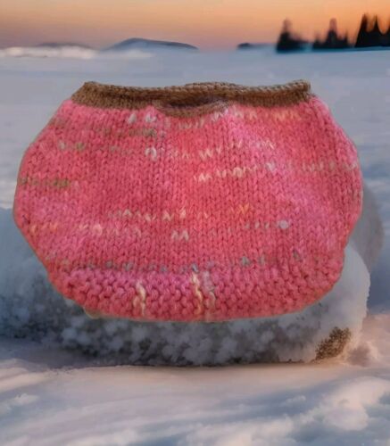 Vintage Handmade pink angora wool tote purse oook knitted handbag purse