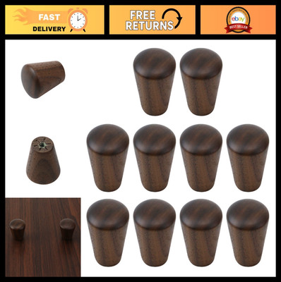10 Pcs Small Cone Cabinet Knobs with Screws - Black Walnut Drawer Handles for Dr