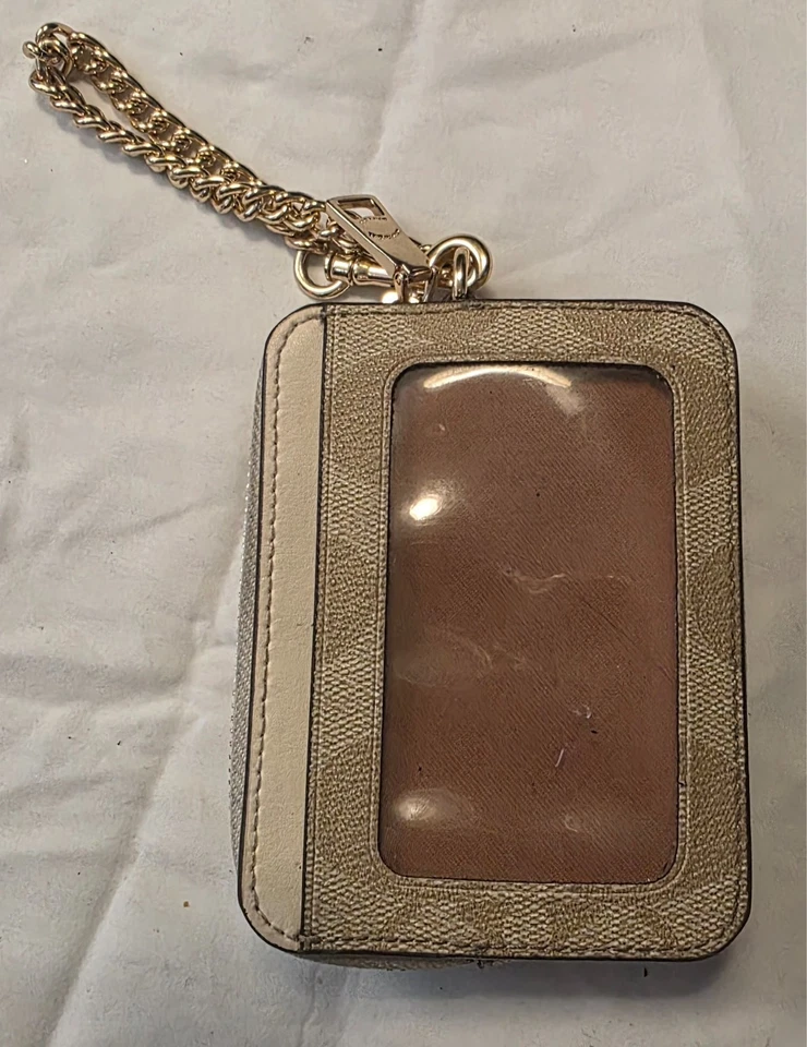 Novo com etiquetas Coach estojo de cartão com zíper em lona assinatura giz areia CW883 - Imagem 3 de 4