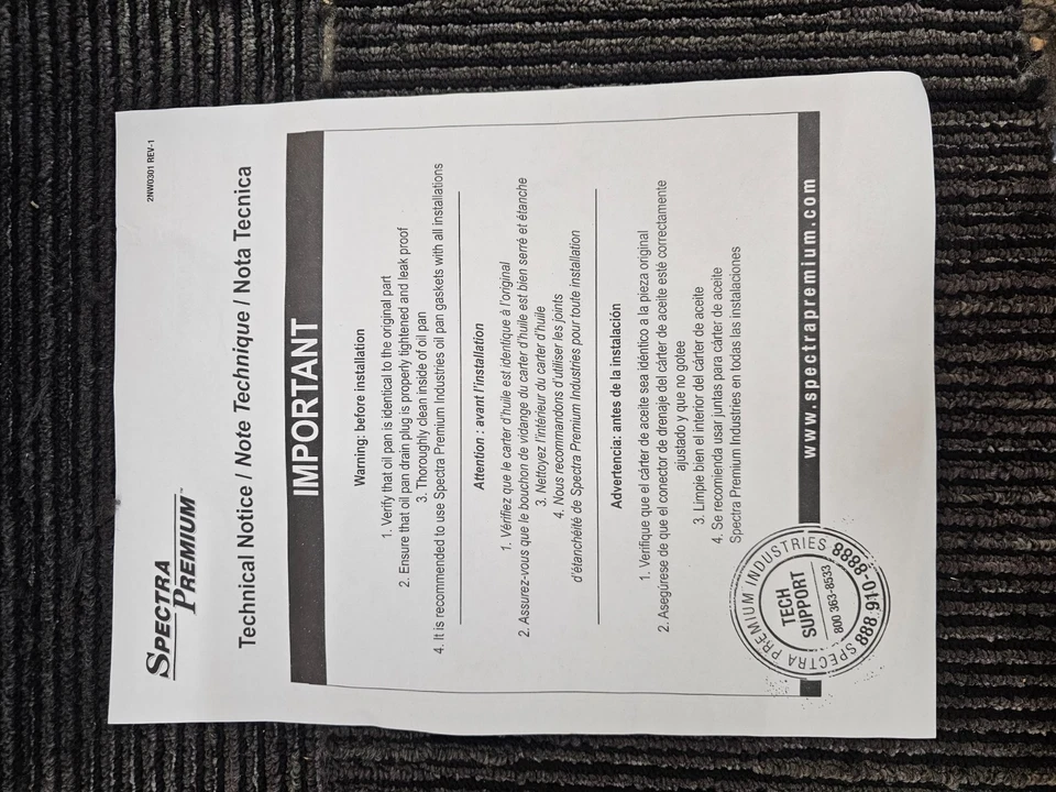 Pan de aceite de motor Spectra Premium HOP20A para Acura MDX 2010-2013, 2017-2020 Foto 4 de 4