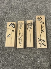 Lot of 4 Flower Theme Wood Mounted Rubber Stamps Crafting Scrapbooking Cards New