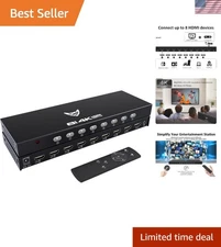 8 in 1 Out HDMI Switcher: Remote-Controlled 4K Hub for Multiple Devices