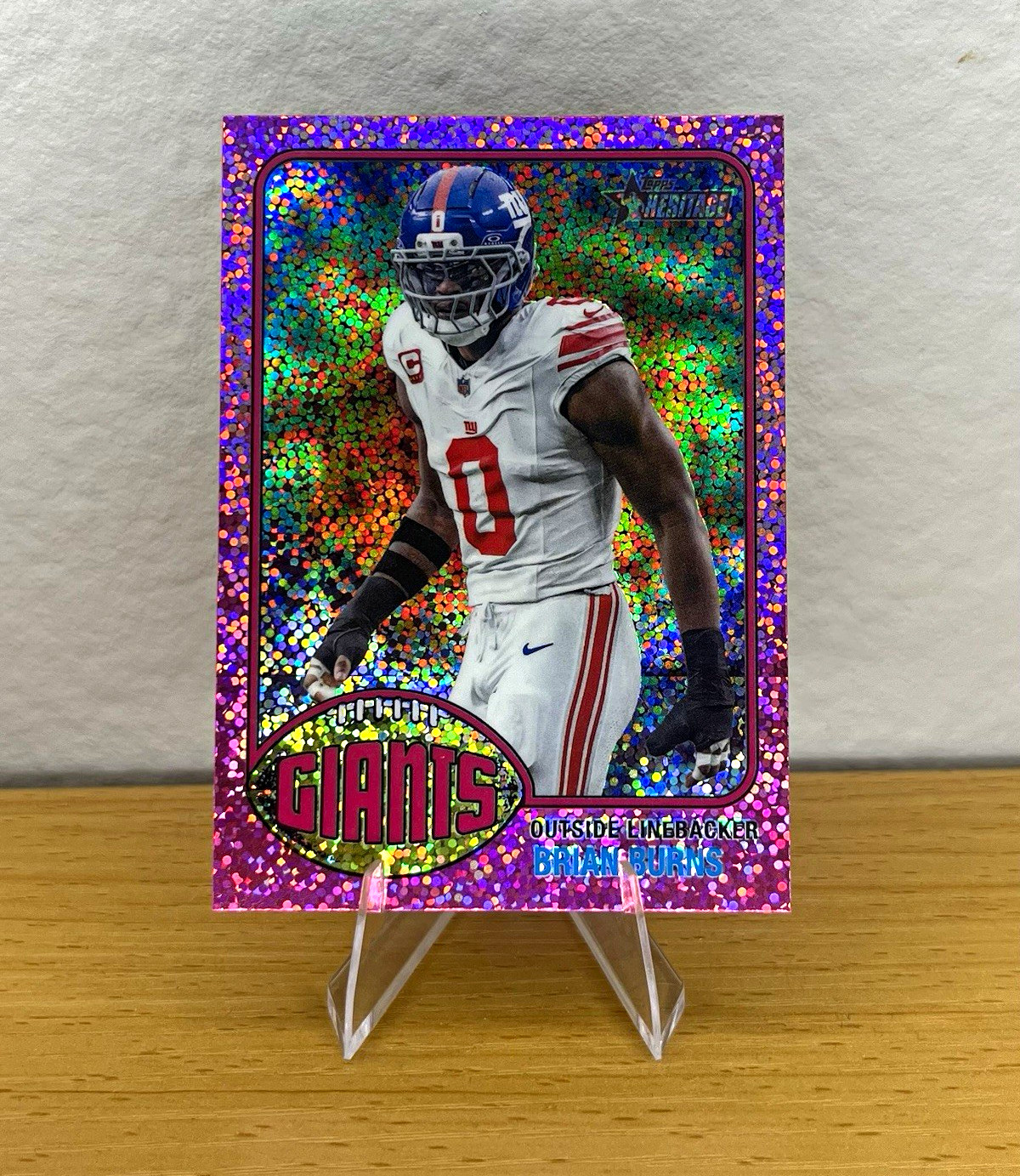 2026 Topps Heritage Brian Burns Pink Sparkle Parallel #254 New York Giants