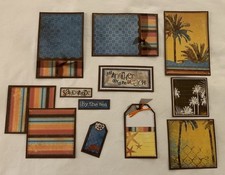 JUST ANOTHER DAY AT THE BEACH Premade Scrapbook Page Mat Set SEWN