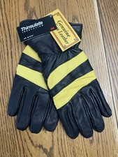 Jacob Ash Holdings Men  s Italian Leather Gloves Large Thinsulate Black  Yellow