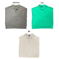 DKNY Women's Modern Fit Sleeveless Collared V-Neck Sweater