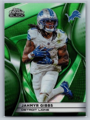 2025 Topps Chrome Black #37 Jahmyr Gibbs Green Wave #65/99 Lions
