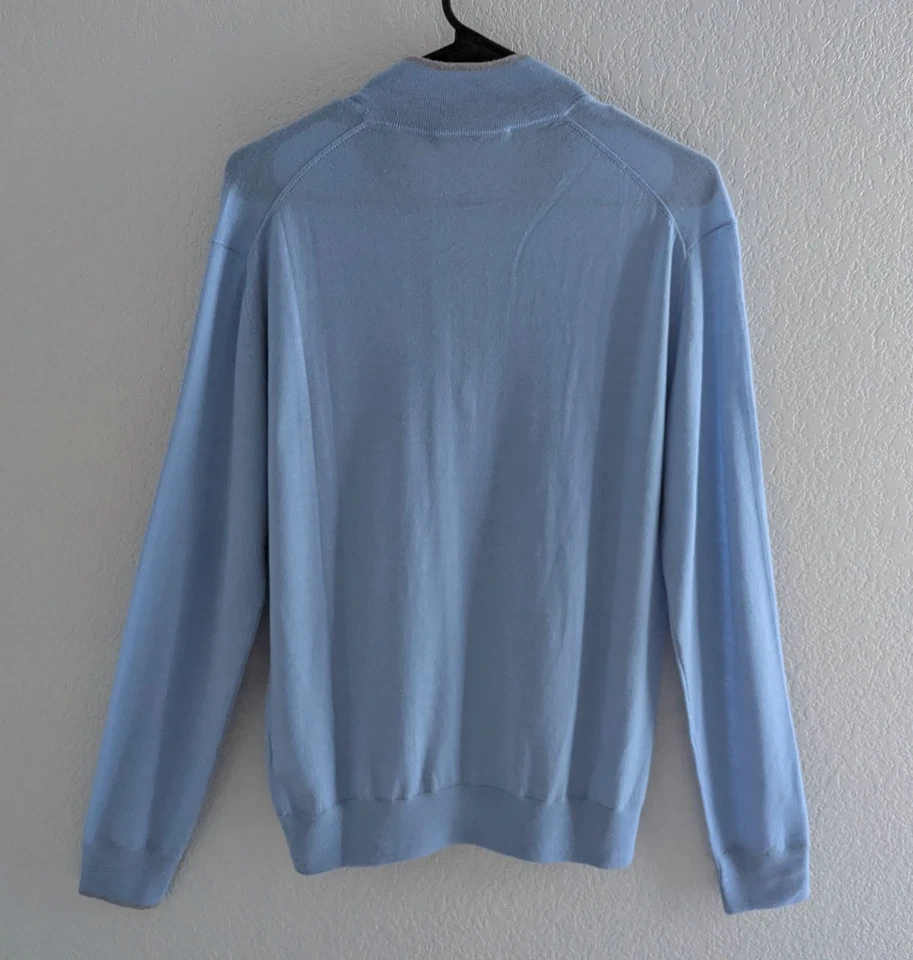Suéter Greyson Saratoga Cuarto Cremallera Para Hombre Talla Pequeña Bonneville Azul Lana Foto 4 de 4