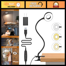 LED Desk Lamp with Clamp, 3 Color Modes 10 Brightness Levels, Flexible Arm Boo