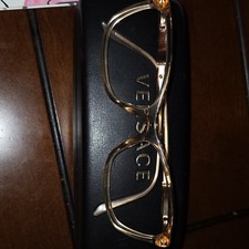 Versace Eyeglass Frames Full Rim Plastic Gold Unisex Adults Designer