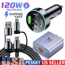 120W Supe Fast Charging USB Type C Wall Charger For Samsung iPhone Android Phone