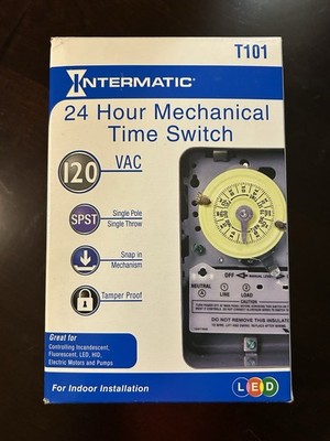 Intermatic T101 Mechanical Timer Wall Switch 24 Hour Timer Grey